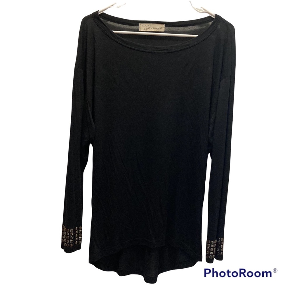 Vintage Havana long sleeve studded wrist black shirt, size M